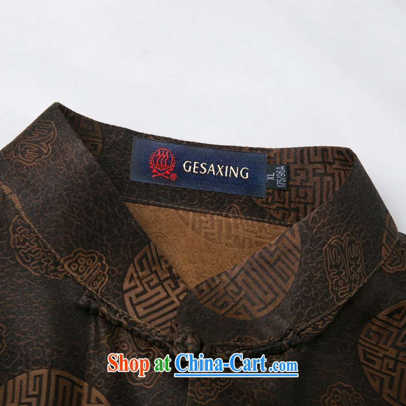 In summer, the elderly people in Hong Kong cloud yarn short-sleeved Tang loaded package of silk short sleeve with the taxi fare increase is silk short-sleeved Tang load package men's Silk auspicious Kit brown XXXL/190, and mobile phone line (gesaxing), an