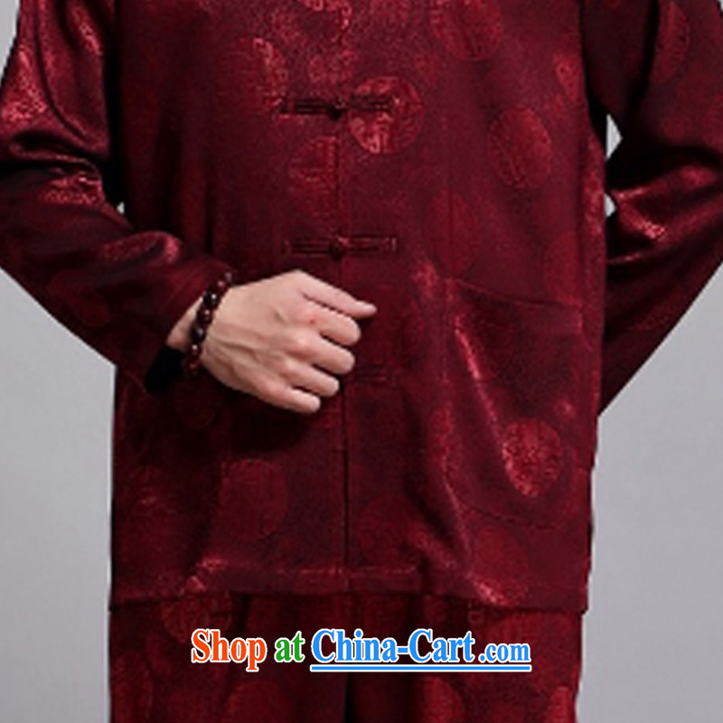 Silver armour middle-aged and older Chinese men and set new long-sleeved Chinese wind 1000 jubilee, served male Chinese sauna silk Chinese leisure father red 180, silver armor, and shopping on the Internet