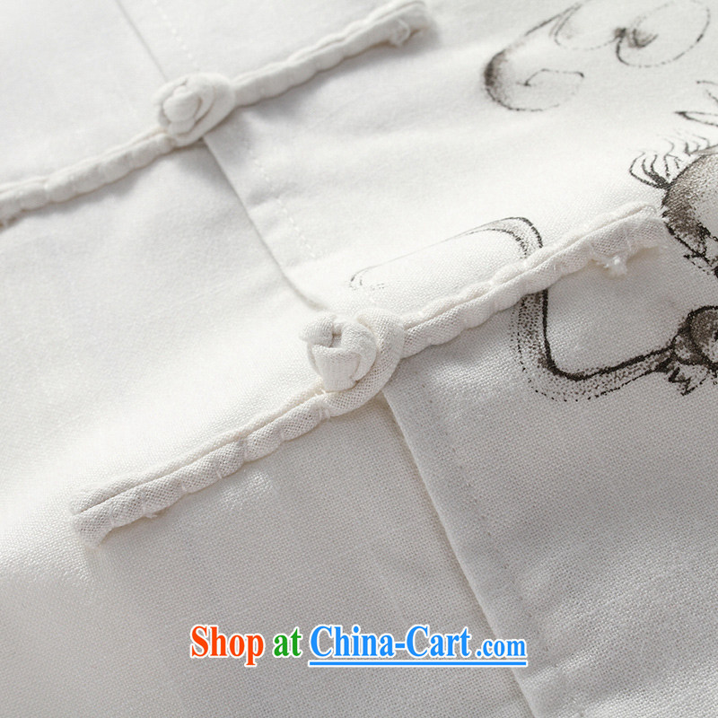 Men, short-sleeved Chinese 2015 - in the summer, and Tang with cotton the short-sleeved T-shirt China wind, older men and Chinese D 201 white L, Van Gogh (MUFONCE), shopping on the Internet
