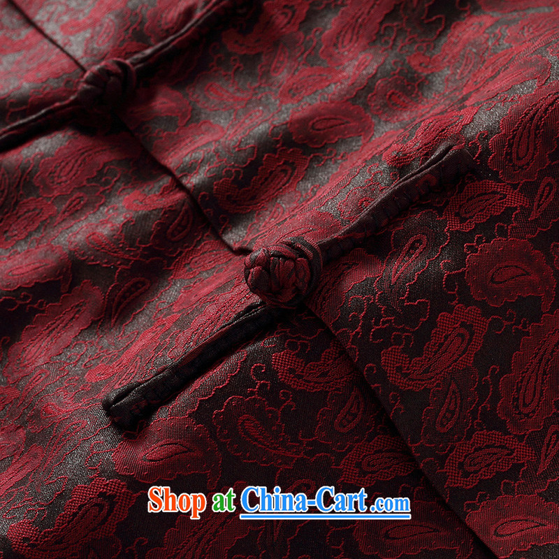 Chinese men and a short-sleeved T-shirt in summer, and Tang on the Shannon cloud yarn is silk, older Chinese V short-sleeved father - D 571 red L, Van Gogh (MUFONCE), online shopping