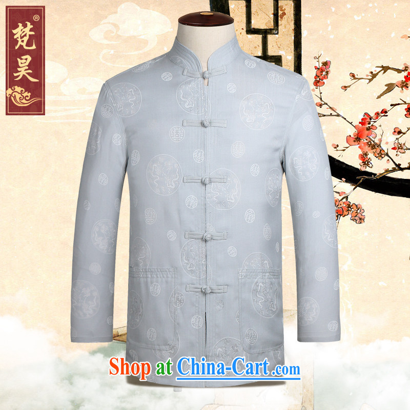 Van Gogh's annual linen Chinese men's long-sleeved Kit spring China wind cotton shirt the older cynosure TCM serving 510 gray XL, Van Gogh's annual, and shopping on the Internet
