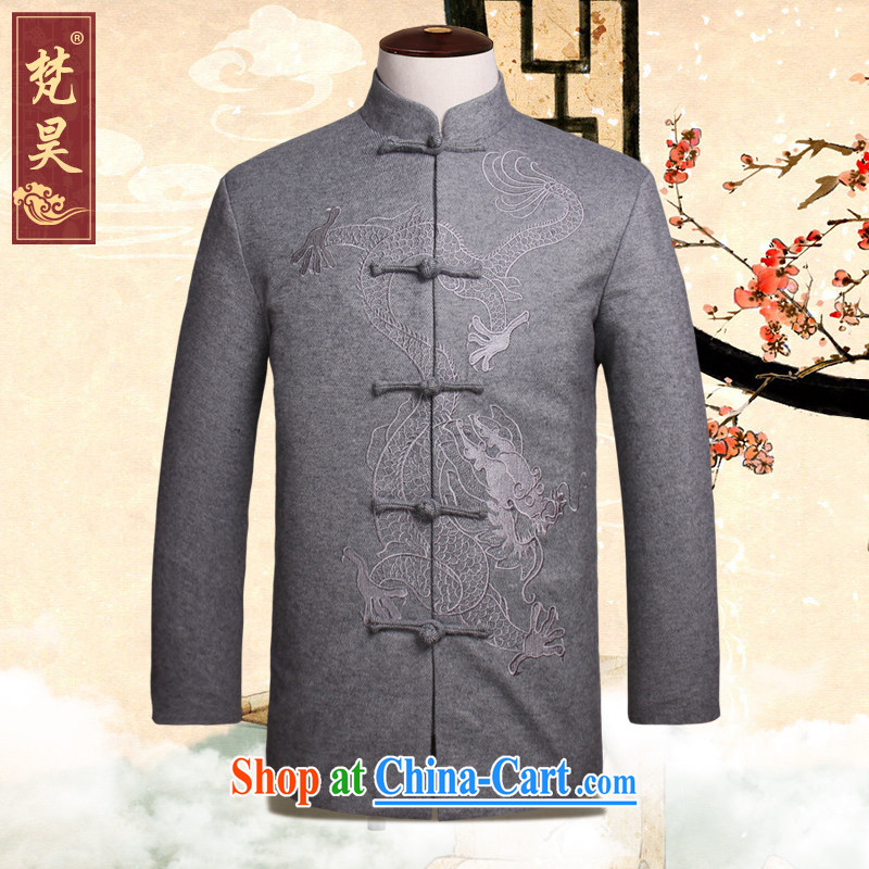 Van Gogh's annual fall and winter Chinese new men's jackets, older long-sleeved warm up for China wind Chinese W 1317 light gray 3 XL