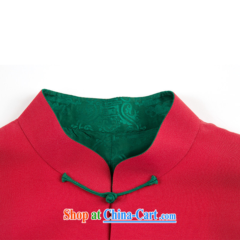 Ryan and Eric LI men's Sauna silk brocade-buckle Tang with 2015 summer new stylish T-shirt silk shirt rose red XXXL, Ryan and Eric LI, and, on-line shopping