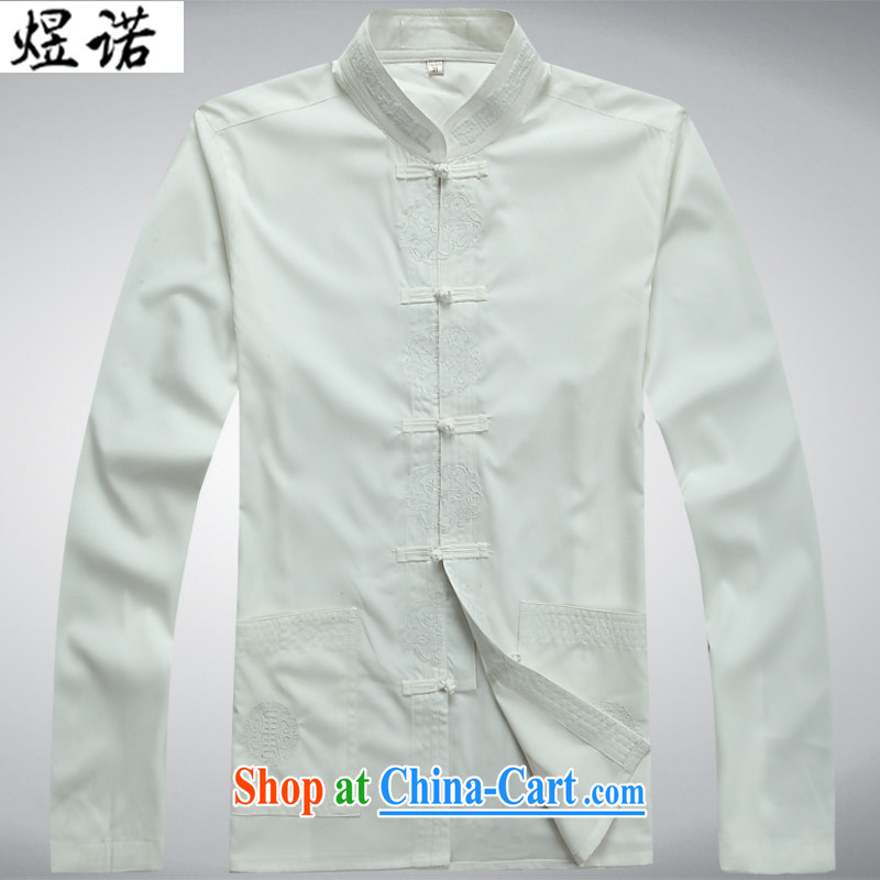 Become familiar with the middle-aged and older Chinese men and spring and summer long-sleeved Chinese Generalissimo Kit Dad loaded T-shirt ethnic Han-New Chinese long-sleeved T-shirt men's T-shirt Han-white package L/175, familiar with the Nokia, shopping