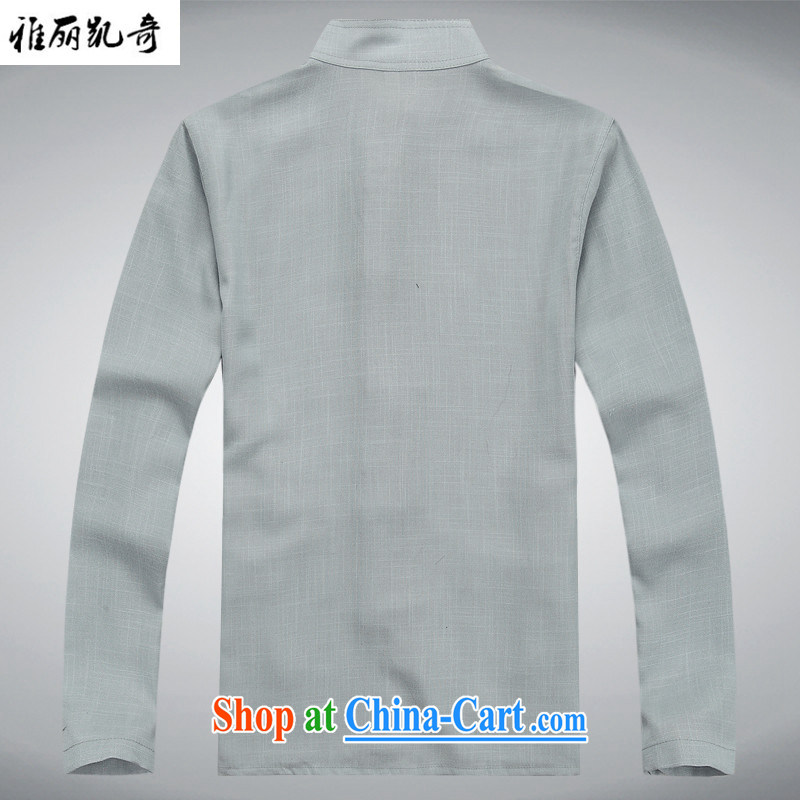 Alice Kay, new Chinese wind spring and autumn men's traditional culture Chinese linen long-sleeved Chinese meditation service Nepal Service Package father's grandfather with gray suit T-shirt and pants XXXL/190, Alice, Kevin, and shopping on the Internet