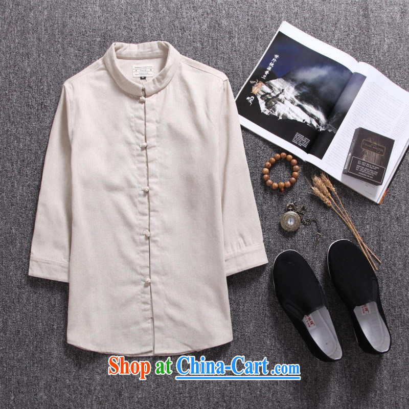 Dan Jie Shi original Chinese wind men's linen shirt Chinese Antique, for the charge-back men's cotton shirt 7 the Commission sub-cuff Chinese