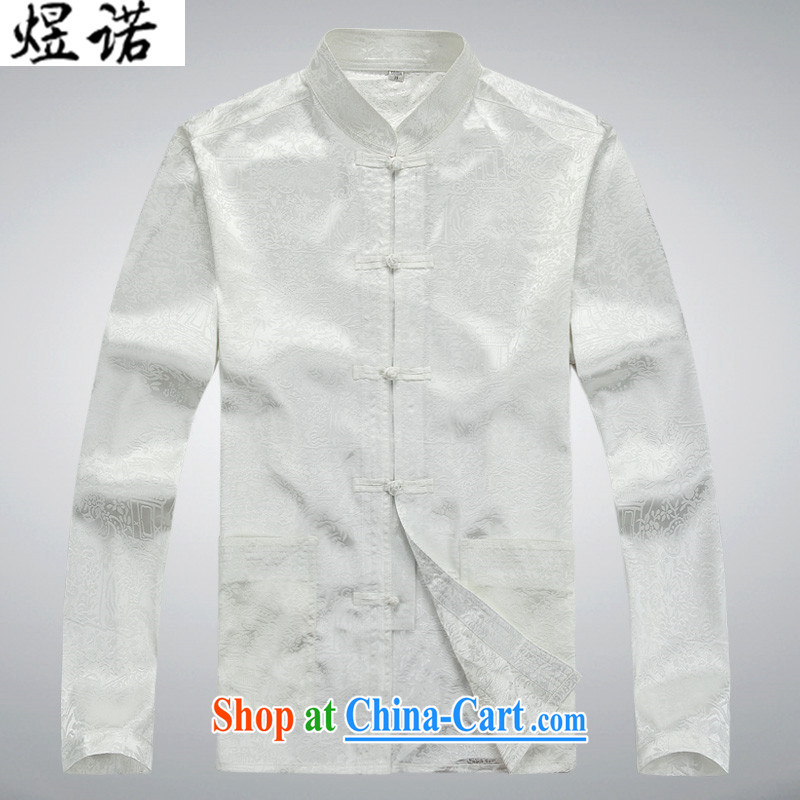 Become familiar with the male Tang load package father's grandfather Tang on the code and his father with Chinese Han-blue short-sleeved summer wear long-sleeved jacket coat 8060 Mr. Joinet, Jacob white package XXXL/190, become familiar with the Nokia, sh