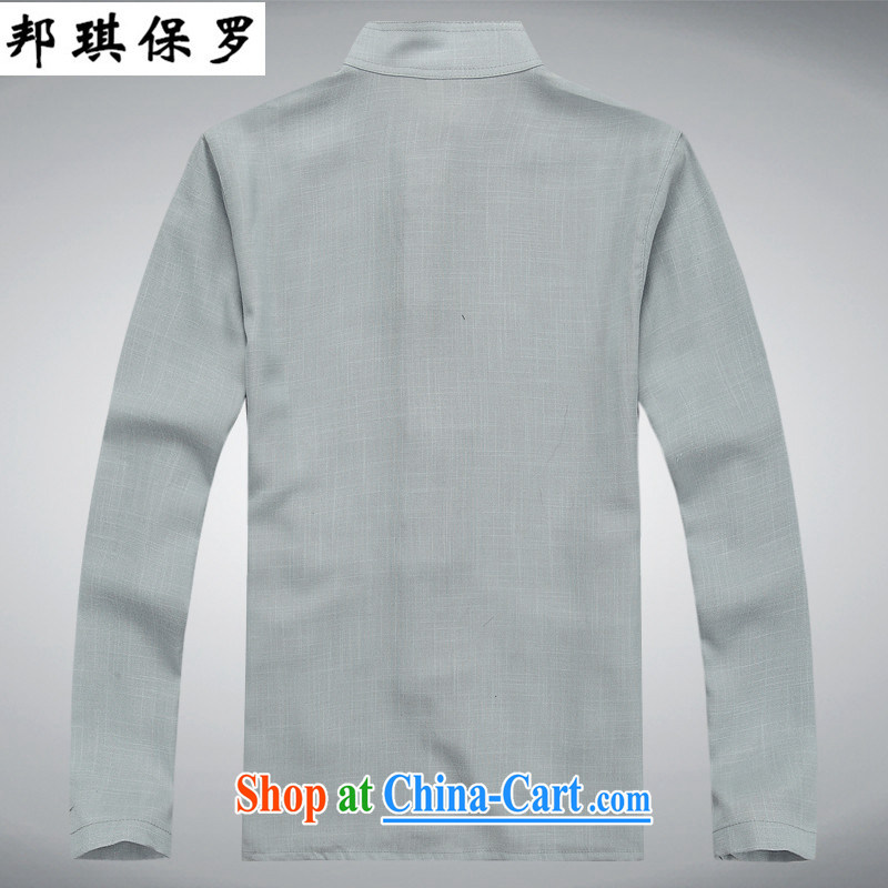 Bong-ki Paul New Men's Spring and Autumn and Chinese men and long-sleeved jacket Kit China wind Chinese large, Han-exercise clothing leisure father with cynosure serving gray suit jacket and trousers XL/180, Angel Paul, and shopping on the Internet