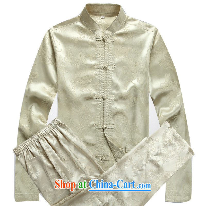 The poppy the Mouse middle-aged and older Chinese Kit long-sleeved summer middle-aged men Tang package with his father in older male beige Kit XXXL