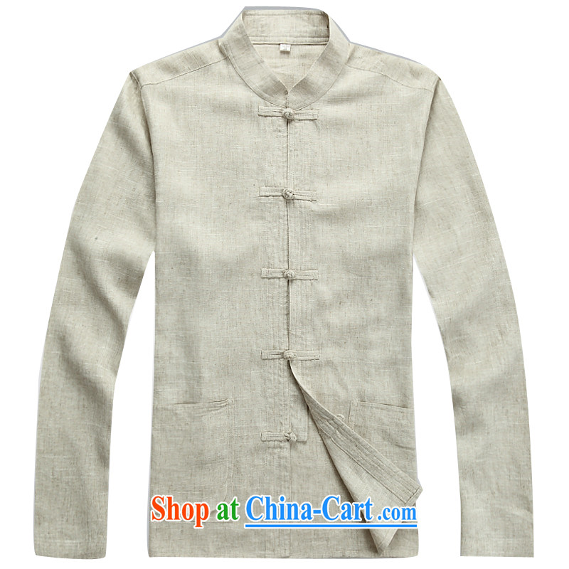 The chestnut mouse and spring, and for long-sleeved T-shirt kung fu sets new men's long-sleeved Chinese Kit Chinese costumes and beige Kit XXXL, the chestnut mouse (JINLISHU), online shopping