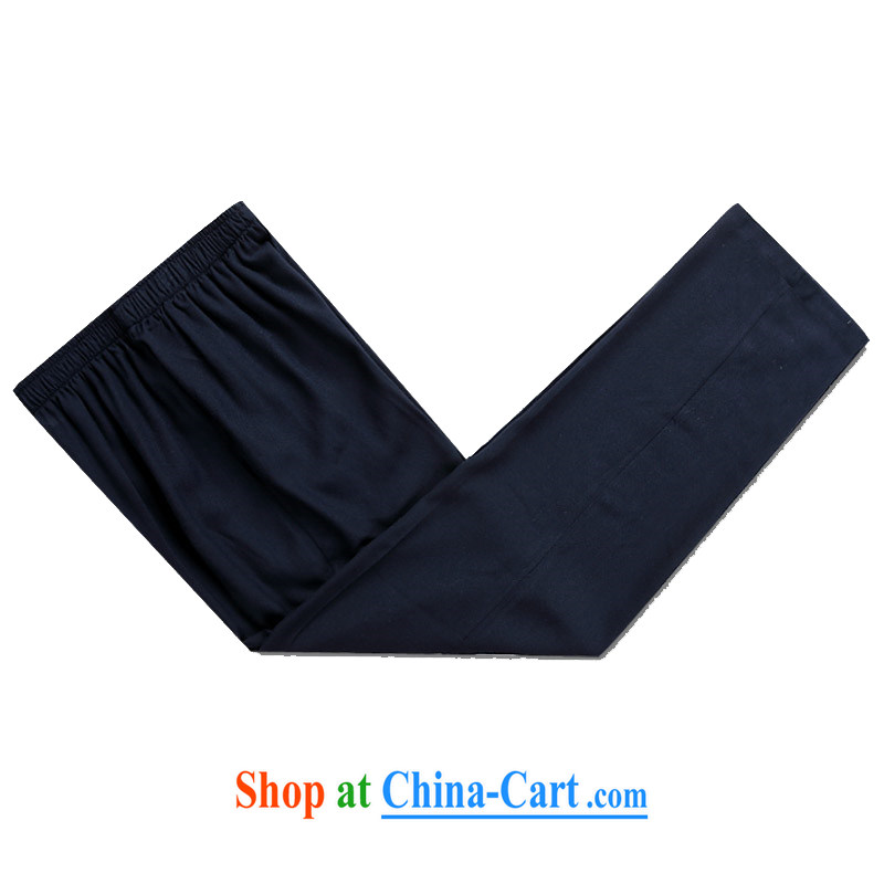 Kim Jong-il chestnut mouse Tang Mounted Kit long-sleeved middle-aged and older men's middle-aged men with short summer thin very casual China wind father Grandpa loaded with dark blue Kit XXXL, the chestnut mouse (JINLISHU), online shopping