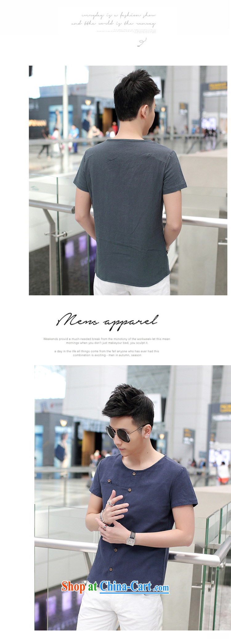 Dan Jie Shi-men's trend short-sleeved linen beauty no collar shirt Youth Summer cotton Ma leisure shirt Korean version summer is the white XL . pictures, price, brand platters! Elections are good character, the national distribution, so why buy now enjoy more preferential! Health