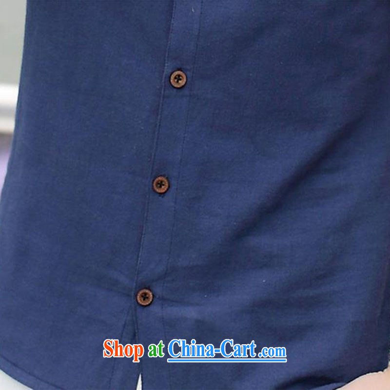 Dan Jie Shi-men's trend short-sleeved linen beauty no collar shirt Youth Summer cotton the casual shirt Korean summer to the white XL, Dan Jie Shi (DAN JIE SHI), online shopping