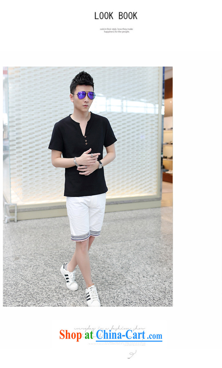 Dan Jie Shi thin short-sleeved T shirts and loose summer Korean cotton the linen trends V collar Y for men and T-shirt to the white XXL . pictures, price, brand platters! Elections are good character, the national distribution, so why buy now enjoy more preferential! Health