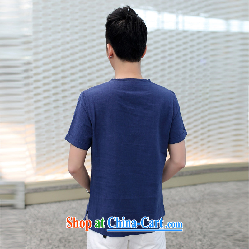 Dan Jie Shi thin short-sleeved T shirts and loose summer Korean cotton the linen trends V collar Y for men and T-shirt to the white XXL, Dan Jie Shi (DAN JIE SHI), online shopping
