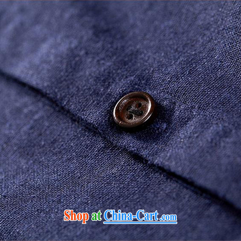 Dan Jie Shi China winds, linen embroidery shirt men's minimalist cotton Ma 7 cuff retro shirt to the Peacock Blue 5 XL (recommendations 180 - 195 catties, Dan Jie Shi (DAN JIE SHI), online shopping