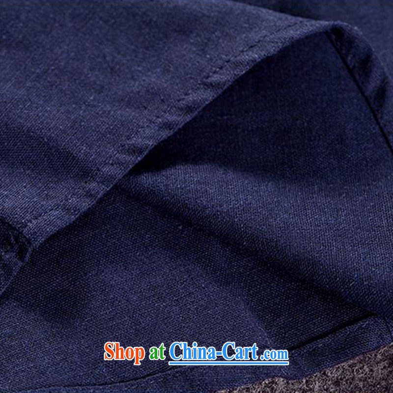 Dan Jie Shi China winds, linen embroidery shirt men's minimalist cotton Ma 7 cuff retro shirt to the Peacock Blue 5 XL (recommendations 180 - 195 catties, Dan Jie Shi (DAN JIE SHI), online shopping