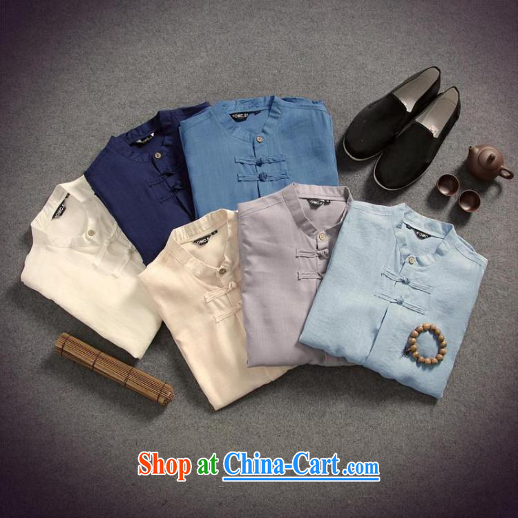 Dan Jie Shi 2015 spring and summer put male cotton the linen shirt men and the charge-back 7 T-shirt T-shirt original China wind beauty, light gray XXL pictures, price, brand platters! Elections are good character, the national distribution, so why buy now enjoy more preferential! Health