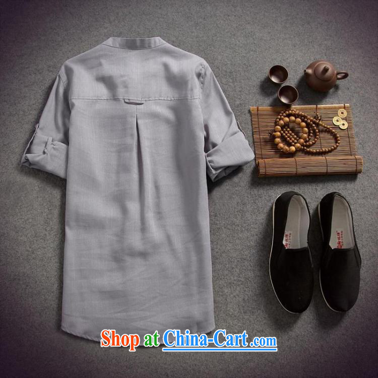 Dan Jie Shi 2015 spring and summer put male cotton the linen shirt men and the charge-back 7 T-shirt T-shirt original China wind beauty, light gray XXL pictures, price, brand platters! Elections are good character, the national distribution, so why buy now enjoy more preferential! Health