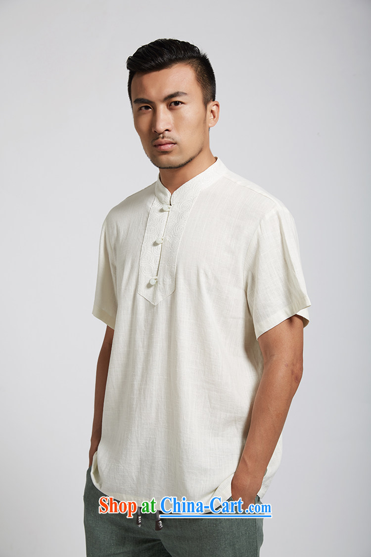 De-tong's 2015 summer new linen men's Chinese short-sleeved Chinese style Chinese clothing blue 4 XL pictures, price, brand platters! Elections are good character, the national distribution, so why buy now enjoy more preferential! Health