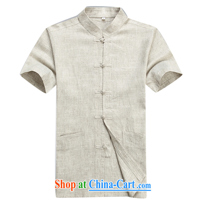 Putin's Europe in the New Men's Chinese short-sleeve summer linen china wind Chinese and middle-aged leading to the charge-back men improved Chinese package half sleeve beige Kit XXXL, Beijing (JOE OOH), online shopping