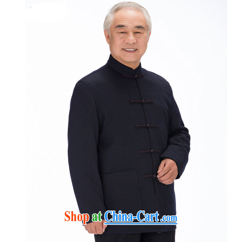 At stake line gross cloud in what older men Tang with Chinese winter coat thick, lined with retro upscale embroidery DYD - 14,017 dark blue 4 XL, Tsing Yu (QINGYU), online shopping