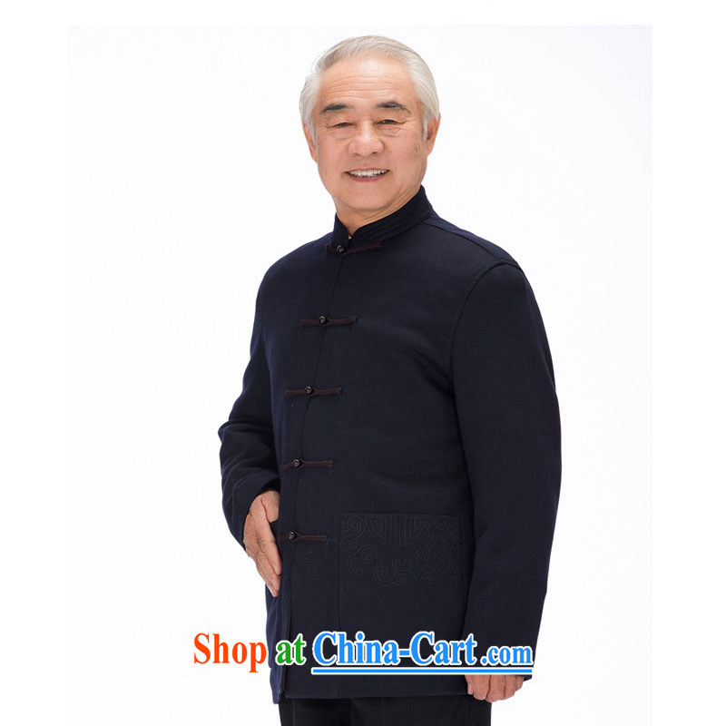 At stake line gross cloud in what older men Tang with Chinese winter coat thick, lined with retro upscale embroidery DYD - 14,017 dark blue 4 XL, Tsing Yu (QINGYU), online shopping