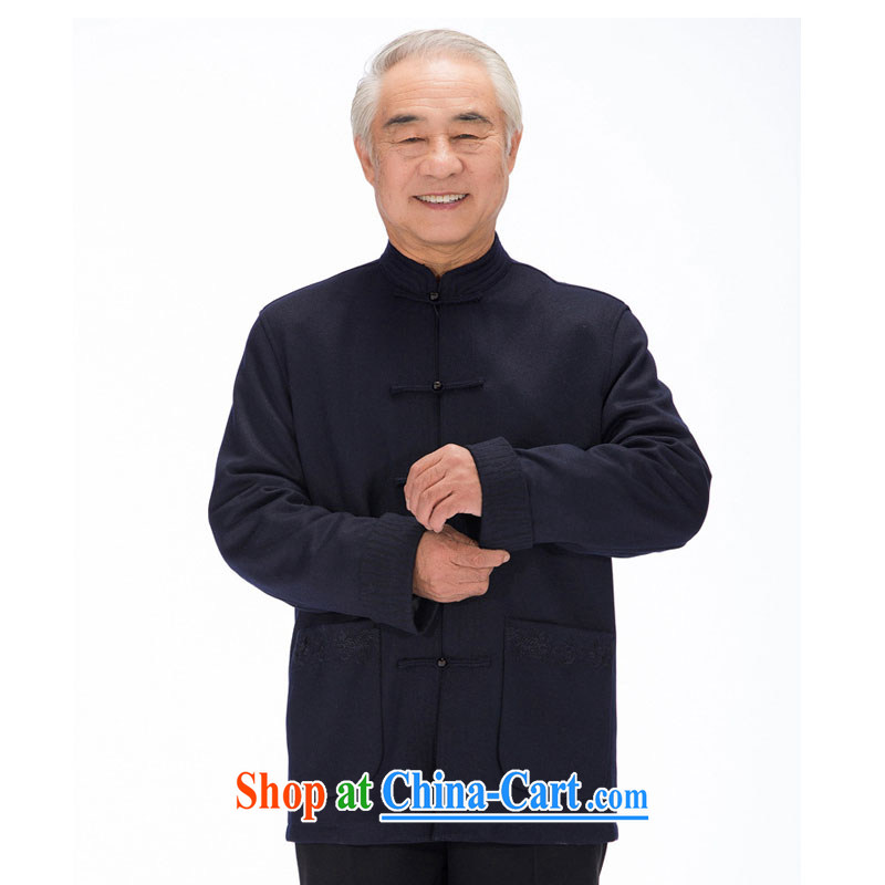 The stakeholders in the Cloud old men wool? Tang with leisure thick long-sleeved Chinese Ethnic Wind men's Chinese jacket DYD - 14,015 dark blue 4 XL stakeholders, the cloud (YouThinking), and on-line shopping