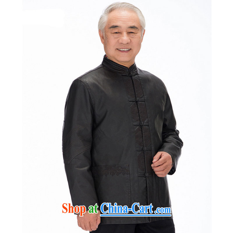 Stakeholders line cloud men Tang jackets long-sleeved PU washable leather Tang with national costumes and casual shirt DYD - 818 black 4XL stakeholders, the cloud (YouThinking), and on-line shopping
