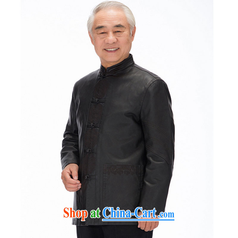 Stakeholders line cloud men Tang jackets long-sleeved PU washable leather Tang with national costumes and casual shirt DYD - 818 black 4XL stakeholders, the cloud (YouThinking), and on-line shopping