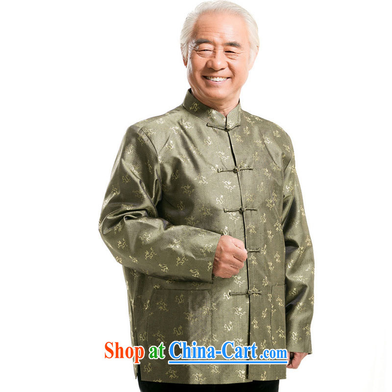 Stakeholders line cloud Chinese men's autumn and winter load Tang Long-sleeved T-shirt, older men and the charge-back older persons long-sleeved male DY 0777 green XXXL stakeholders, the cloud (YouThinking), and, on-line shopping