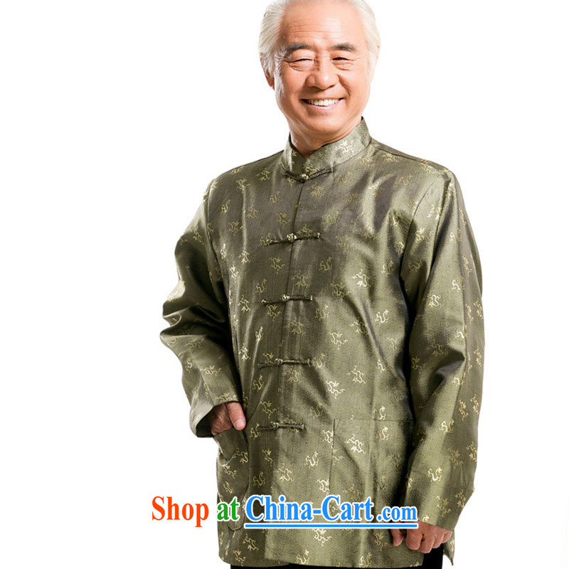 Stakeholders line cloud Chinese men's autumn and winter load Tang Long-sleeved T-shirt, older men and the charge-back older persons long-sleeved male DY 0777 green XXXL stakeholders, the cloud (YouThinking), and, on-line shopping