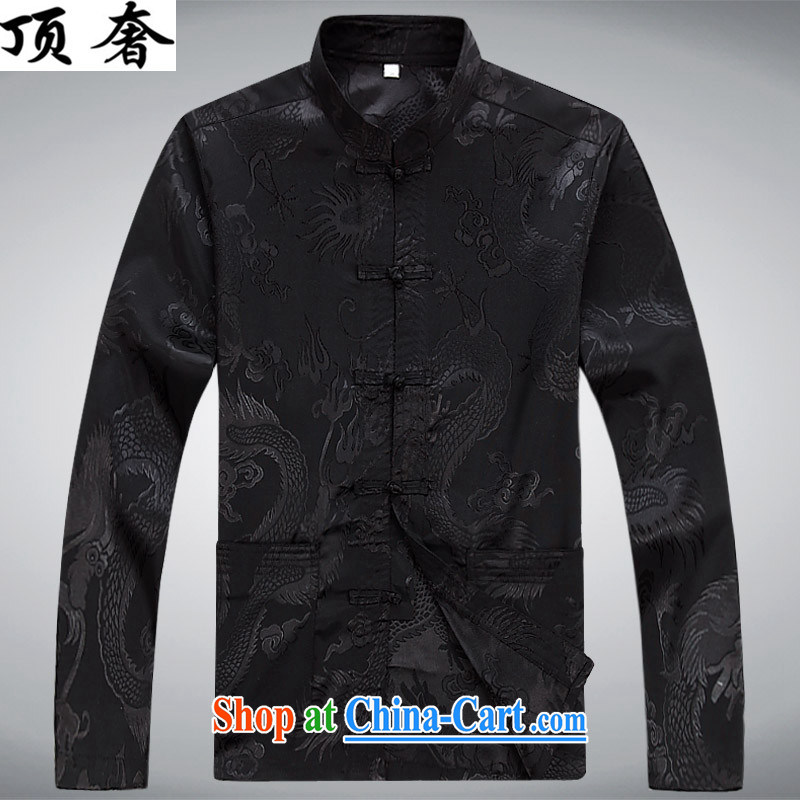 Top Luxury men's Chinese shirt Chinese men's long-sleeved Kit China wind spring loaded loose version of package-tie, for Chinese Han-exercise clothing Black Kit XXXL/190, and with the top luxury, shopping on the Internet