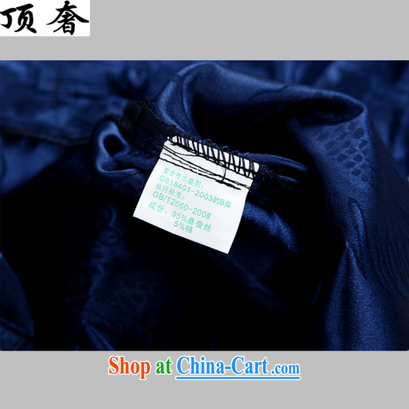Top Luxury Spring and Autumn 2015, men's long-sleeved Chinese Chinese shirt shirt solid kung fu T-shirt cynosure serving men Tang is set loose version, served the blue package XXXL/190, with the top luxury, shopping on the Internet