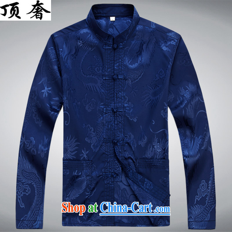 Top Luxury men's Chinese shirt Chinese men's long-sleeved Kit China wind spring loaded loose Edition black men and set-back for the Chinese Han-exercise clothing Blue Kit XXXL/190 and the top luxury, shopping on the Internet