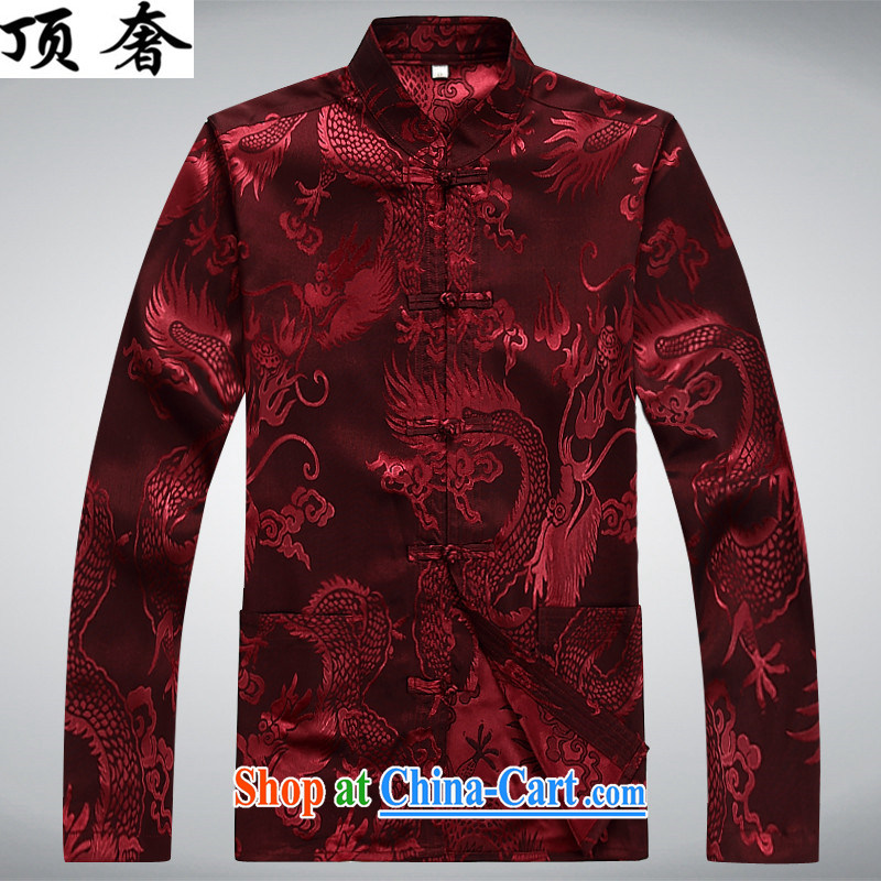 Top Luxury men's Chinese shirt Chinese men's long-sleeved Kit China wind spring loaded loose version men and set the snap, for Chinese Han-dresses and clothes Red Kit XXXL/190, with the top luxury, and shopping on the Internet