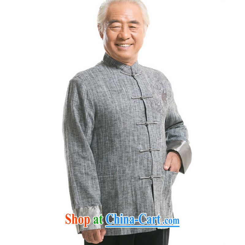 The stakeholders in the Cloud old men Tang with long-sleeved sweater autumn and winter clothing Ethnic Wind Chinese-tie father with cotton the male DY 711 light gray XXXL stakeholders, the cloud (YouThinking), and, on-line shopping