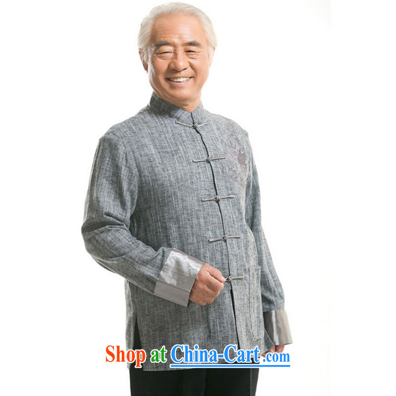 The stakeholders in the Cloud old men Tang with long-sleeved sweater autumn and winter clothing Ethnic Wind Chinese-tie father with cotton the male DY 711 light gray XXXL stakeholders, the cloud (YouThinking), and, on-line shopping