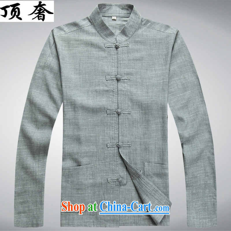 Top Luxury spring/summer men's cotton the Chinese men's fall, long-sleeved clothing middle-aged father older persons with Mr Henry TANG Chinese men and replace the clip, for Chinese Kit gray package XXXL/190, with the top luxury, shopping on the Internet