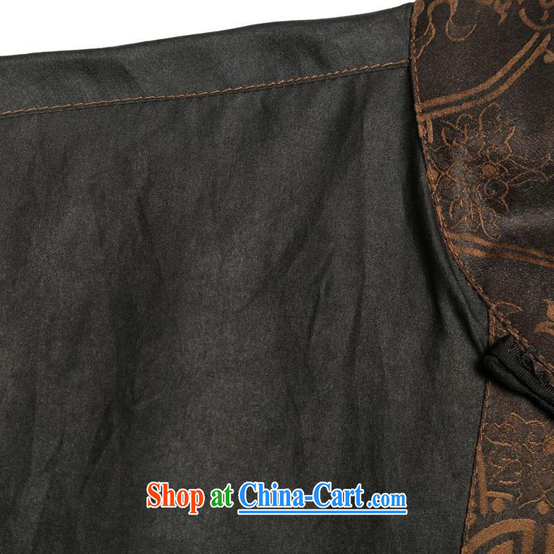 Internationally renowned men's Silk short-sleeved Chinese male Chinese shirt sauna silk shirt Hong Kong cloud yarn men's short-sleeved Tang black large 175, internationally renowned (CHIYU), online shopping