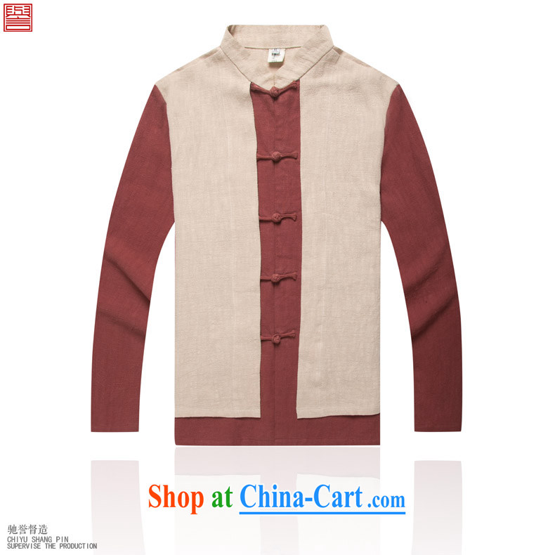 Internationally renowned original China wind leave of two, cultivating men's long-sleeved T-shirt with autumn flax spell color-charge-back the collar shirt smock Tang with red and white (3) XL pictures, price, brand platters! Elections are good character, the national distribution, so why buy now enjoy more preferential! Health