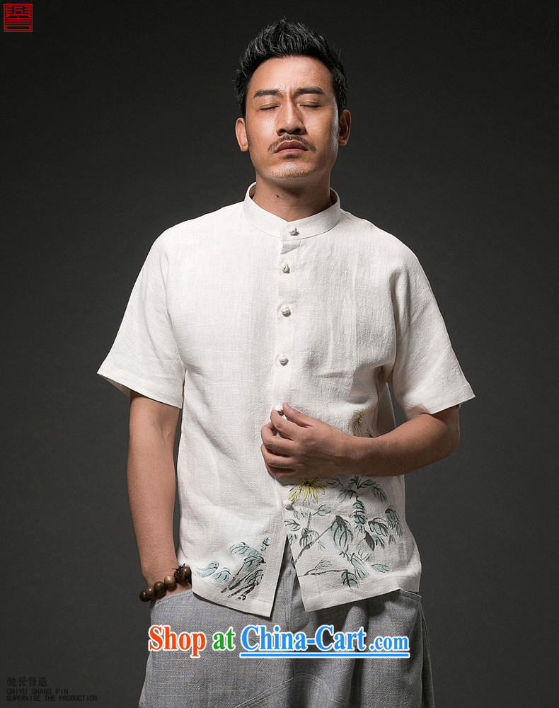 Internationally renowned Chinese men and casual printed cloth linen short-sleeve shirt China wind and the cotton summer shirt men's white XXXL pictures, price, brand platters! Elections are good character, the national distribution, so why buy now enjoy more preferential! Health