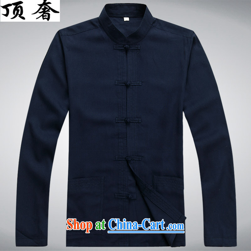 Top Luxury spring 2015 New Men's Tang is set up for the charge-back Tang with long-sleeved Tang is set loose version father loaded exercise clothing blue Han-dark blue Kit XXXL/190, with the top luxury, shopping on the Internet