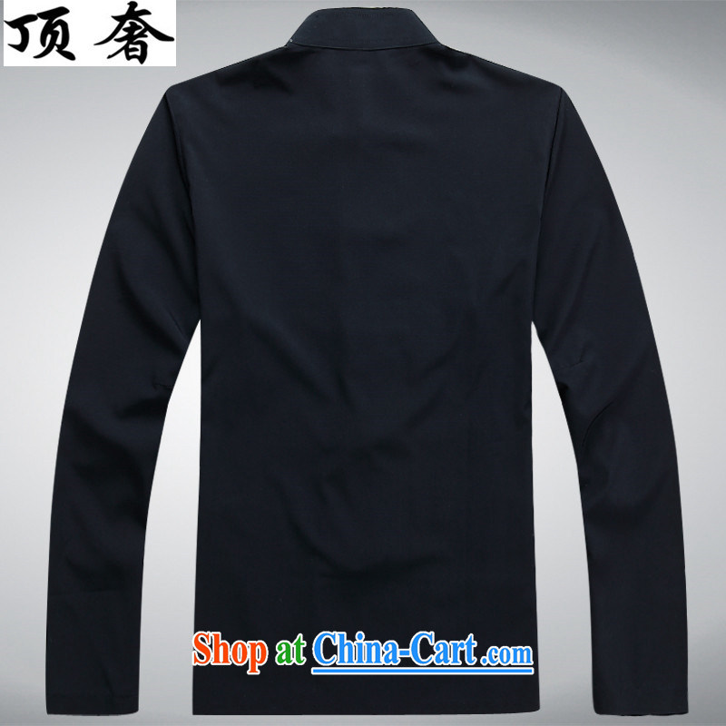 Top Luxury men Tang with long-sleeved set loose version for the shirt China wind-tie Han-white embroidery Tang replace Kit father Blue Kit 43/190, and with the top luxury, shopping on the Internet