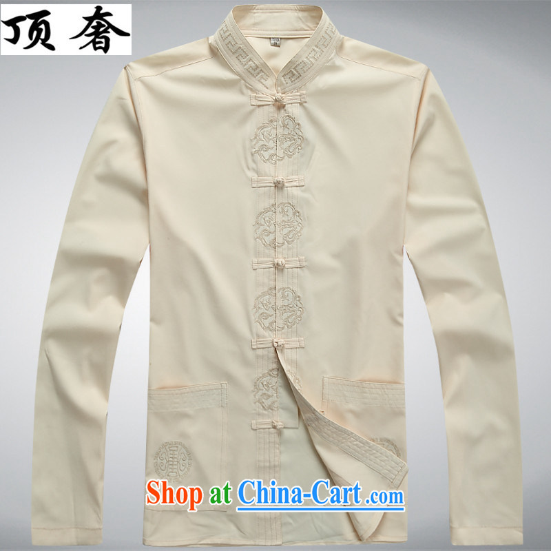 Top Luxury autumn new Chinese men's T-shirt men and older persons in the service of the China wind men's long-sleeved Kit exercise clothing father with a life dress beige Kit 43/190, and the top luxury, shopping on the Internet