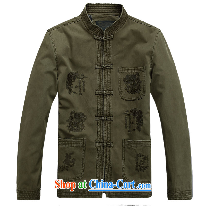 The chestnut mouse summer new middle-aged and older men and Chinese leisure jacket middle-aged father jacket jacket dark green XXXL, the chestnut mouse (JINLISHU), shopping on the Internet