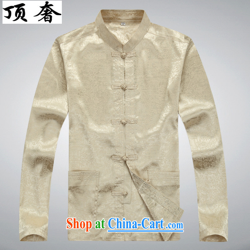 The top luxury Spring and Autumn 2015 new long-sleeved Tang is set up for the service-charge-back relaxed version China wind older package dress Tang on the collar shirt beige Kit 43/190, and the top luxury, shopping on the Internet