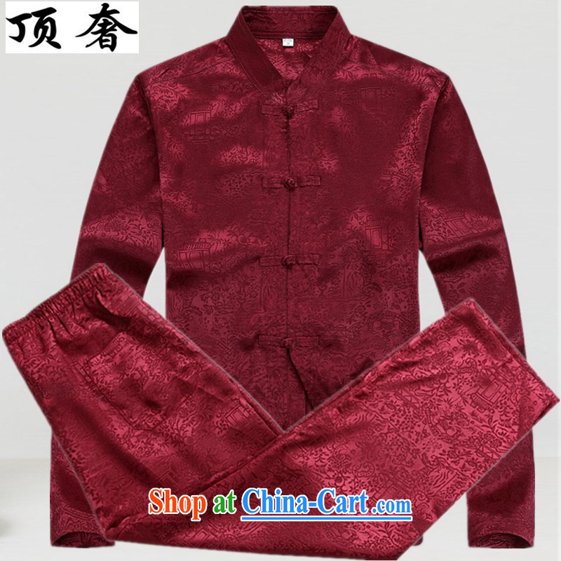 Top Luxury Spring and Autumn 2015 new long-sleeved Tang is set up for the service the charge-back relaxed version China wind older Kit Tai Chi Tang replace the collar shirt Red Kit 43_190