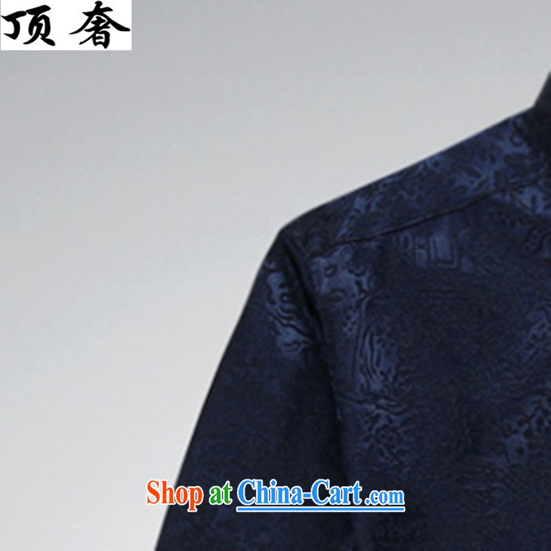 Top Luxury 2015 New Men's long-sleeved T-shirt loose version, older Chinese package cynosure long-sleeved T-shirt, for national costumes father loaded male Blue Kit XXXL/190 and the top luxury, shopping on the Internet