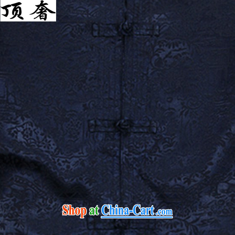 Top Luxury 2015 New Men's long-sleeved T-shirt loose version, older Chinese silk short-sleeved cynosure long-sleeved T-shirt, for national costume father Blue Kit XXXL/190 and the top luxury, shopping on the Internet